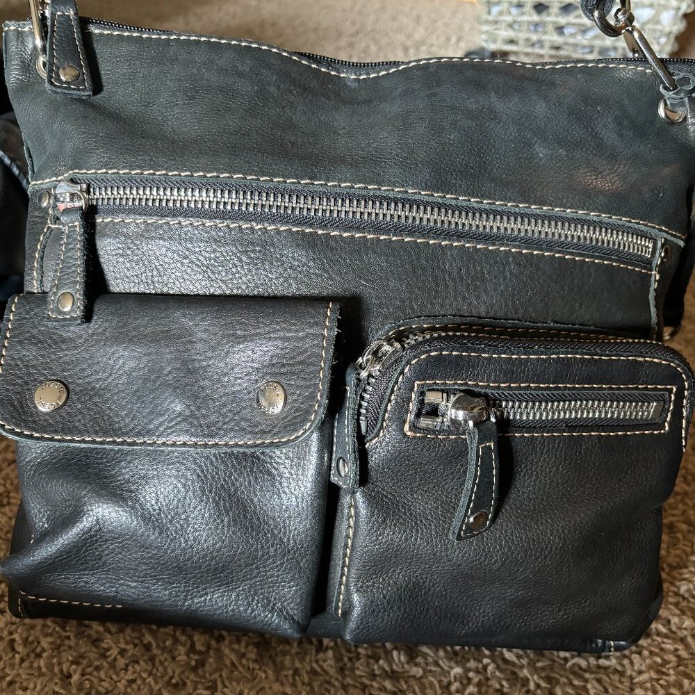 Black Leather Fossil Crossbody Bag